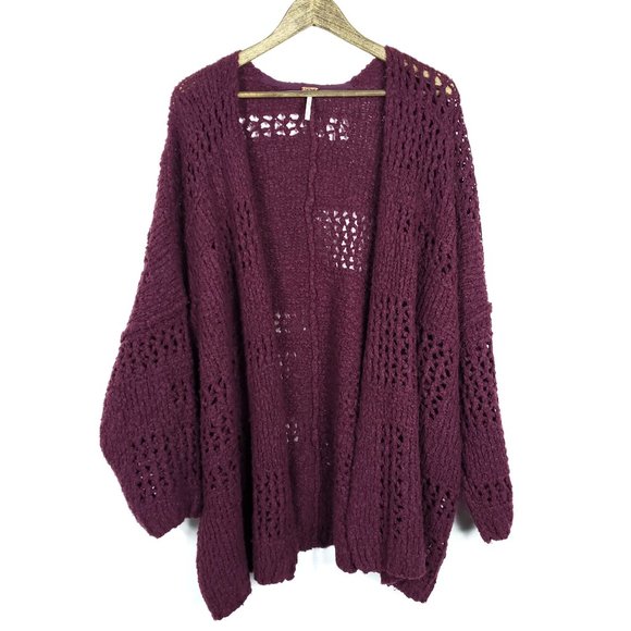 Free People Sweaters - Free People Wine Knit Saturday Morning Cardigan